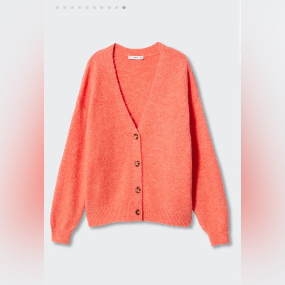 Mango Coral Cardigan Sweater